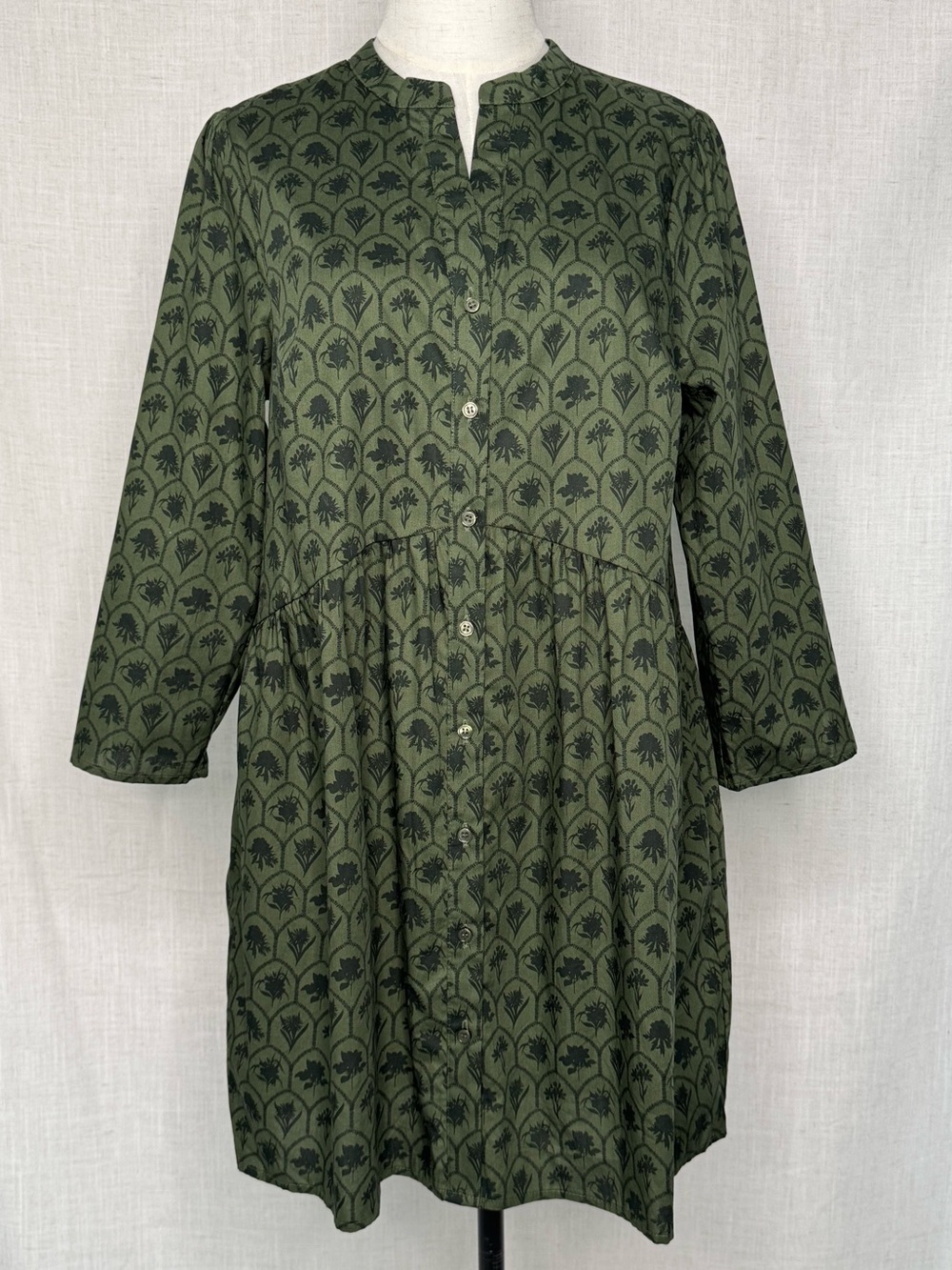 SugarLips Floral Cotton Mini Dress Olive Green Boho Cottagecore Size Small NWT